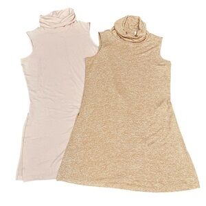 G by Giuliana Sleeveless Turtleneck Tunic Top - Lot of 2 Womens Medium Tan Pink